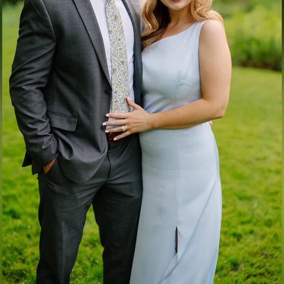 Birdy Grey Kira Matte Satin Blue Dress - Picture 3 of 4